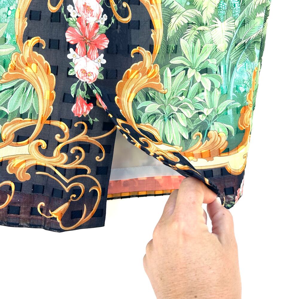 Beppe Spadacini 90s Midi Skirt Garden Versace Greek Print Italian 42 Baroque 6 - Picture 9 of 10